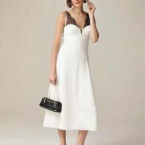 J.Crew Collection Structured Lace Trim Ivory Black Dress Size 14 NWT